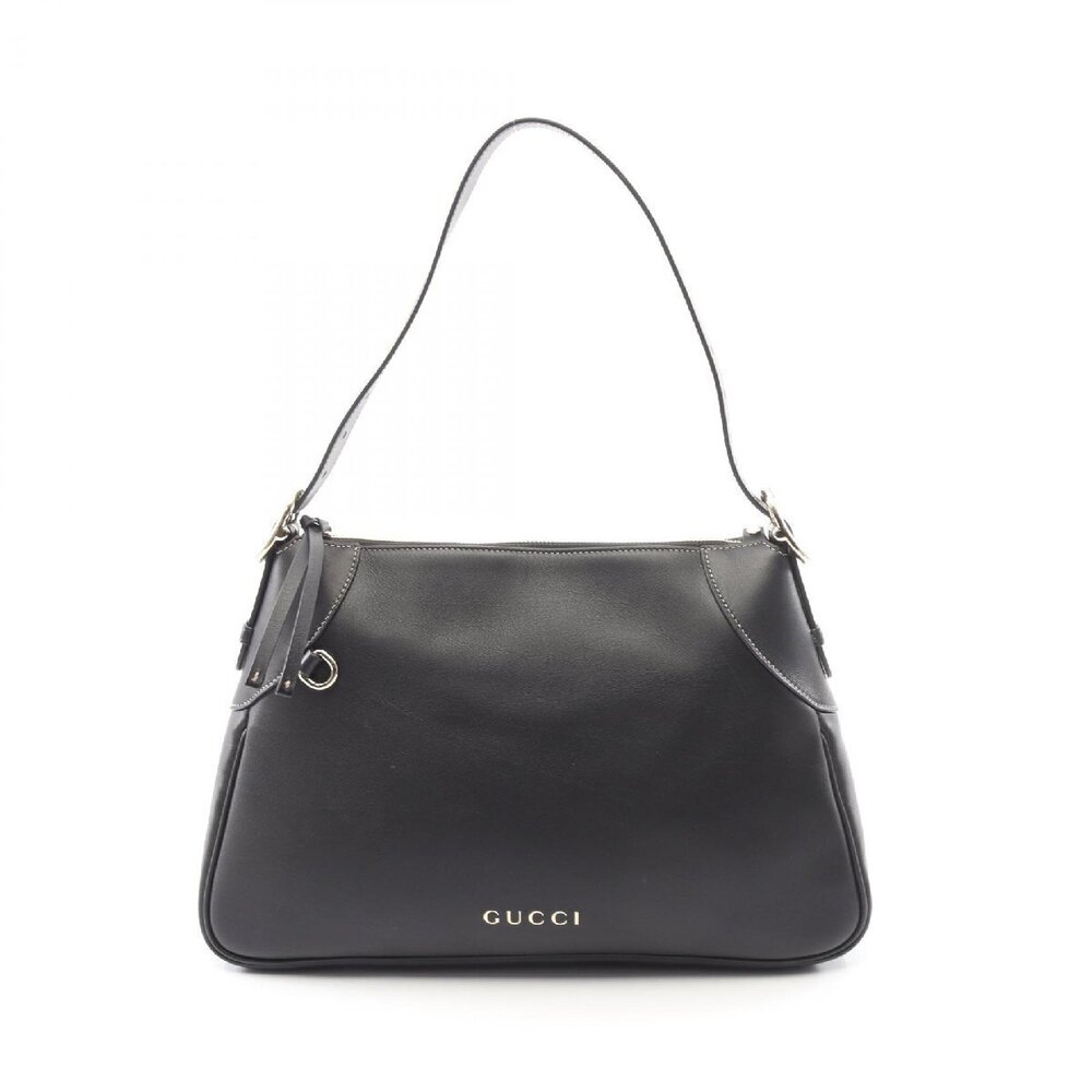 Gucci GG Emblem Shoulder Bag Leather Black